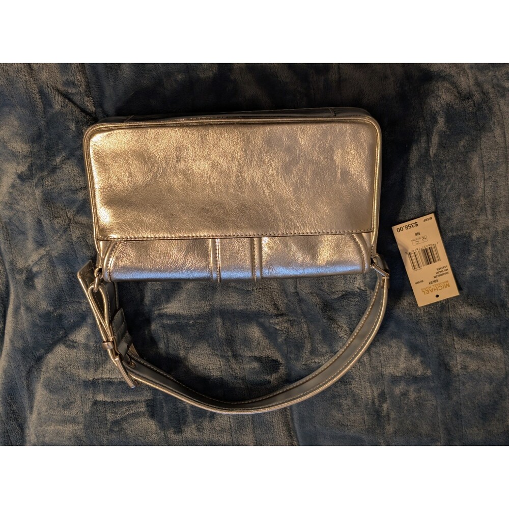 Michael Kors Colby Shoulder Bag Silver Metallic Leather Suede Interior NWT - Picture 8 of 8